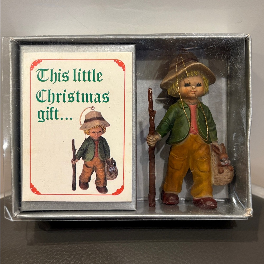 Vintage 1983 Bradford Novelty Christmas Ornament and Greeting Card Set